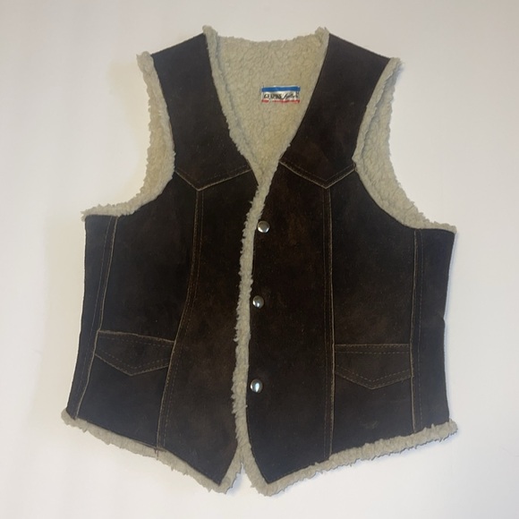 Handmade Boho Brown Suede Sherpa Vest - Women’s Size XS - Picture 3 of 11